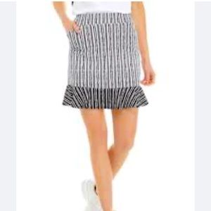 NWT Ruby Rd Swing Time Athletic Skort Black White Striped Stretchy Pockets